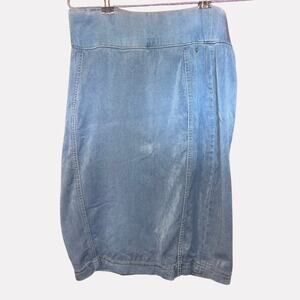 Thalia Blue Denim Pencil Skirt Size S/CH – Classic Midi Jean Skirt